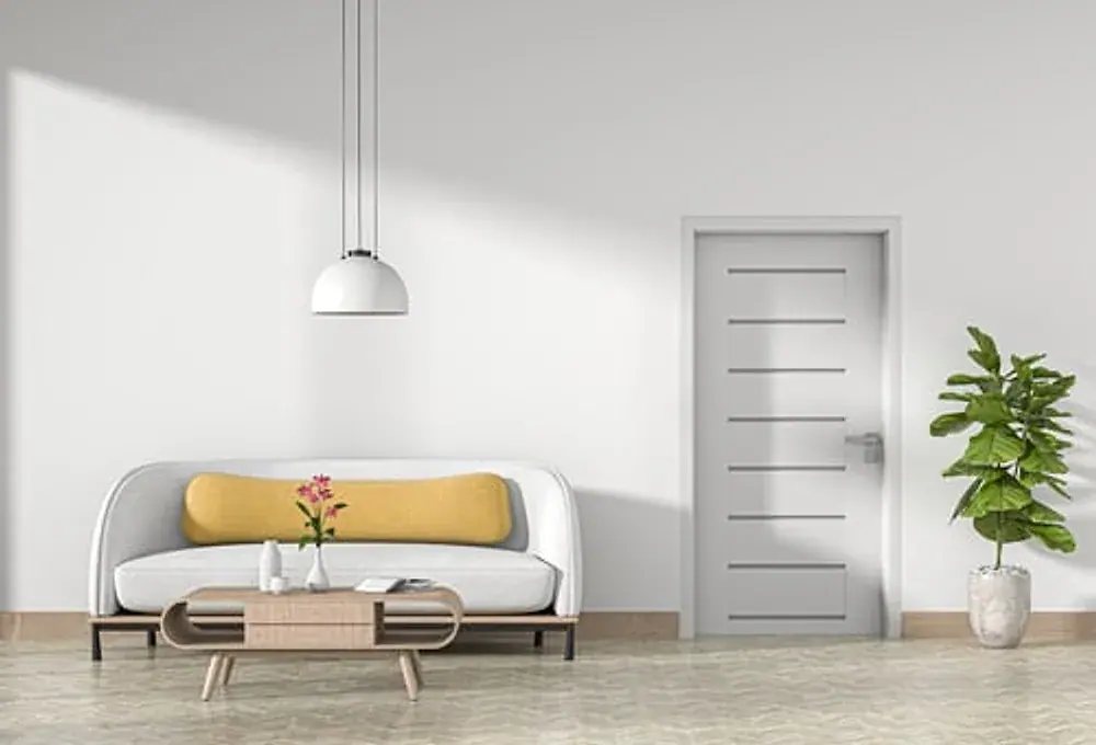 Modern interior door installed in a bright living space